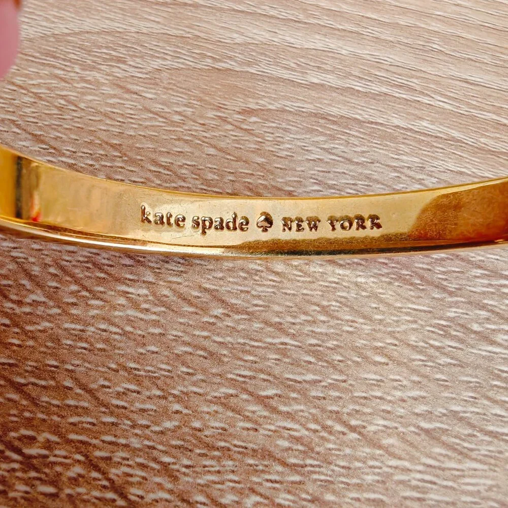 Kate Spade Orange Enamel Gold Tone Simple Minimalist Hinged Bangle Bracelet - Picture 5 of 5
